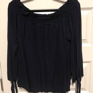 Crown & Ivy Navy off shoulder top
